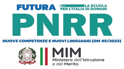 scritte futura pnrr nuove competenze e nuovi linguaggi con simbolo dell'italia