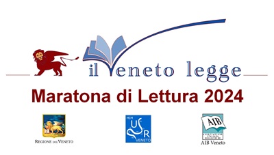 un leone di san marco un libro aperto con scritta il veneto legge maratona di lettura 2024